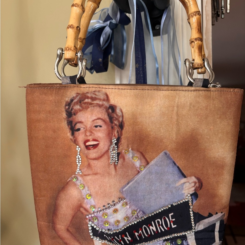 Vintage-Inspired Marilyn Monroe Tote with Bamboo Handles